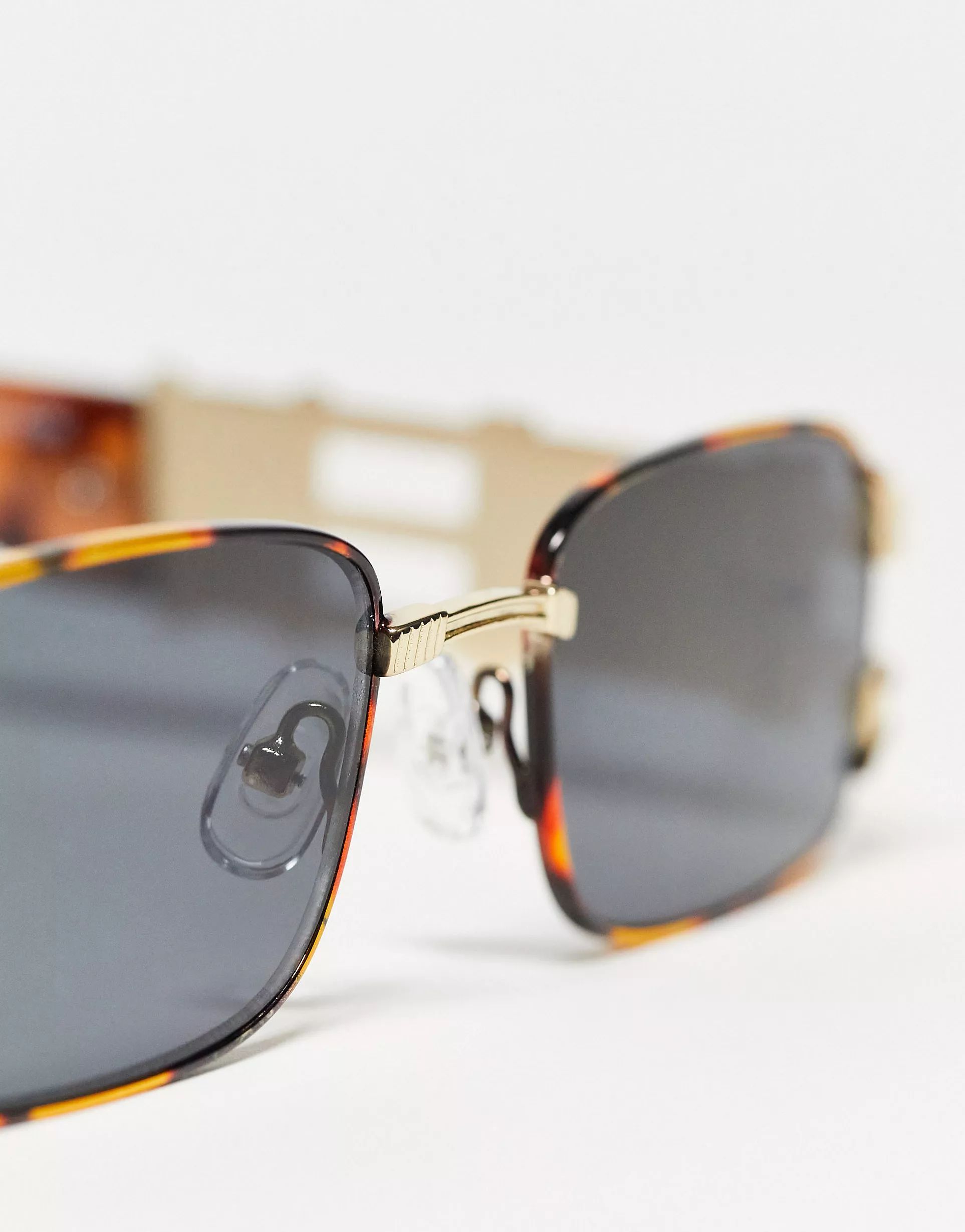 Reclaimed Vintage unisex 90s rectangle sunglasses in tort | ASOS (Global)