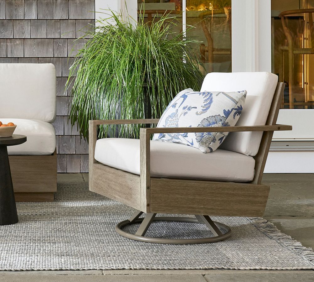 Indio FSC® Eucalyptus Swivel Outdoor Lounge Chair | Pottery Barn (US)