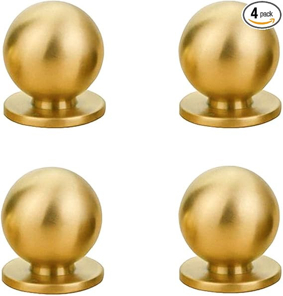 RZDEAL 4pcs 19MM Diameter Round Solid Brass Pulls Antique Cabinet Drawer Small Handles Modern Min... | Amazon (US)