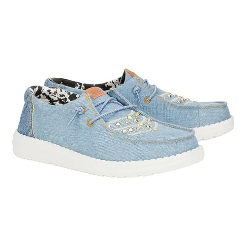 Hey Dude Women's Wendy Jacket Sneaker, Light Denim, 6 Medium | Amazon (US)
