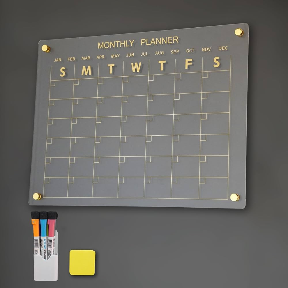 SIMPLY STATIONARY - Acrylic Calendar For Fridge 16 x 12 - New Gold Color Upgraded Stronger Magnet... | Amazon (US)
