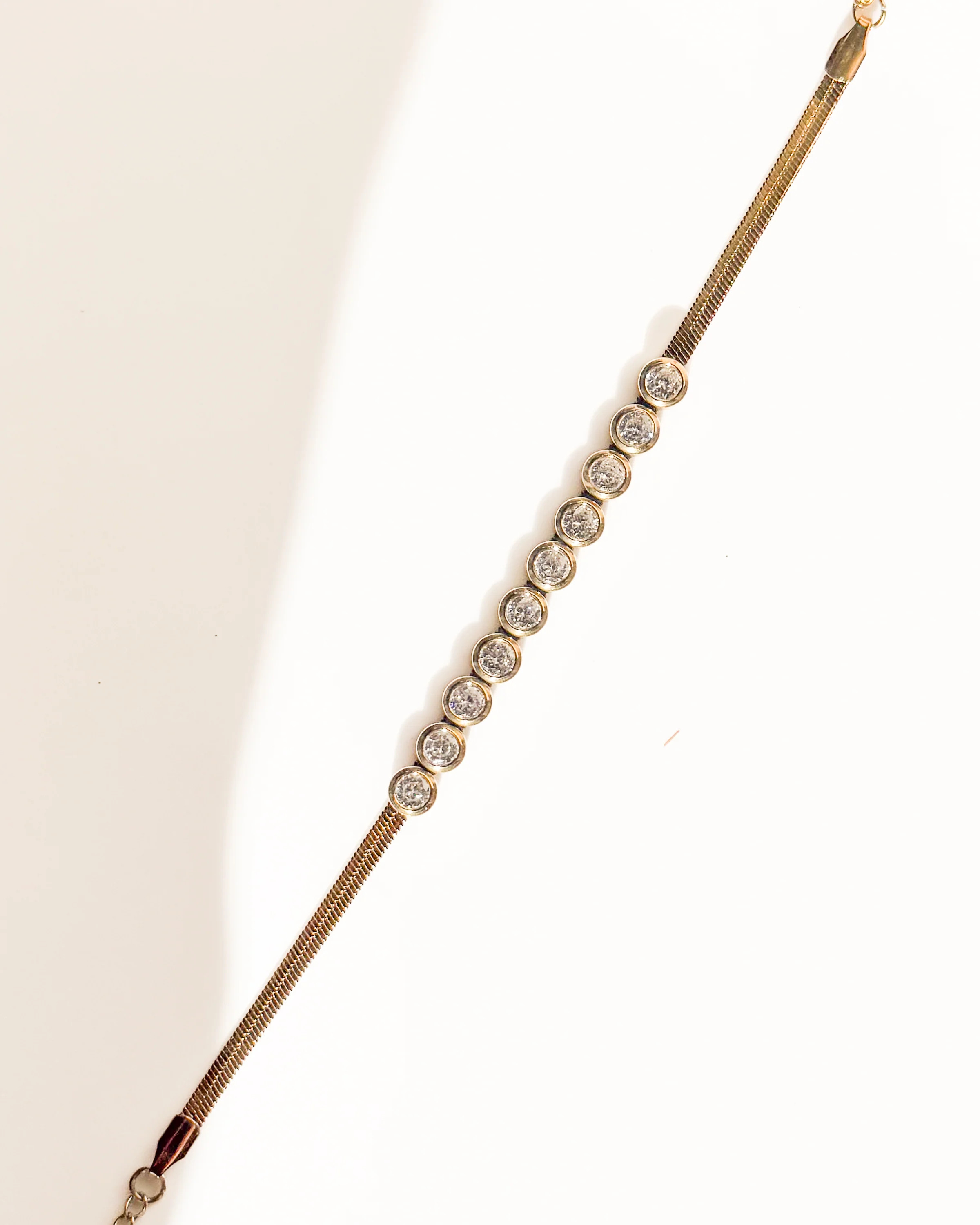 Gold Bracelet with Clear Rhinestone Rounds | Care Tucker