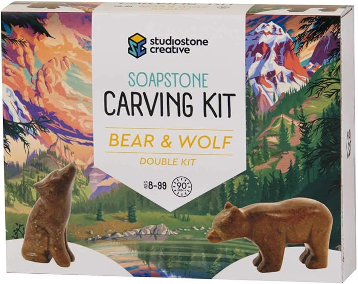 STUDIOSTONE CREATIVE DIY Arts & Crafts Carving Kit Kids Adults Bear & Wolf Sculpture Soapstone | Amazon (US)