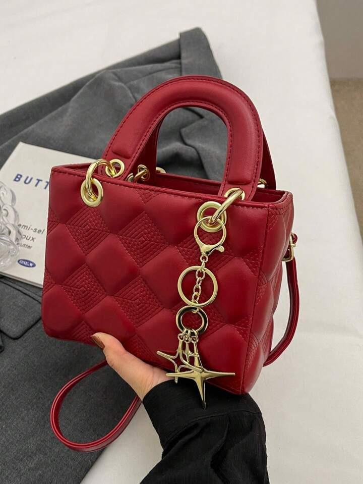 Sac fourre-tout polyvalent simple, élégant, moderne et tendance avec design diamant et chaîne ... | SHEIN