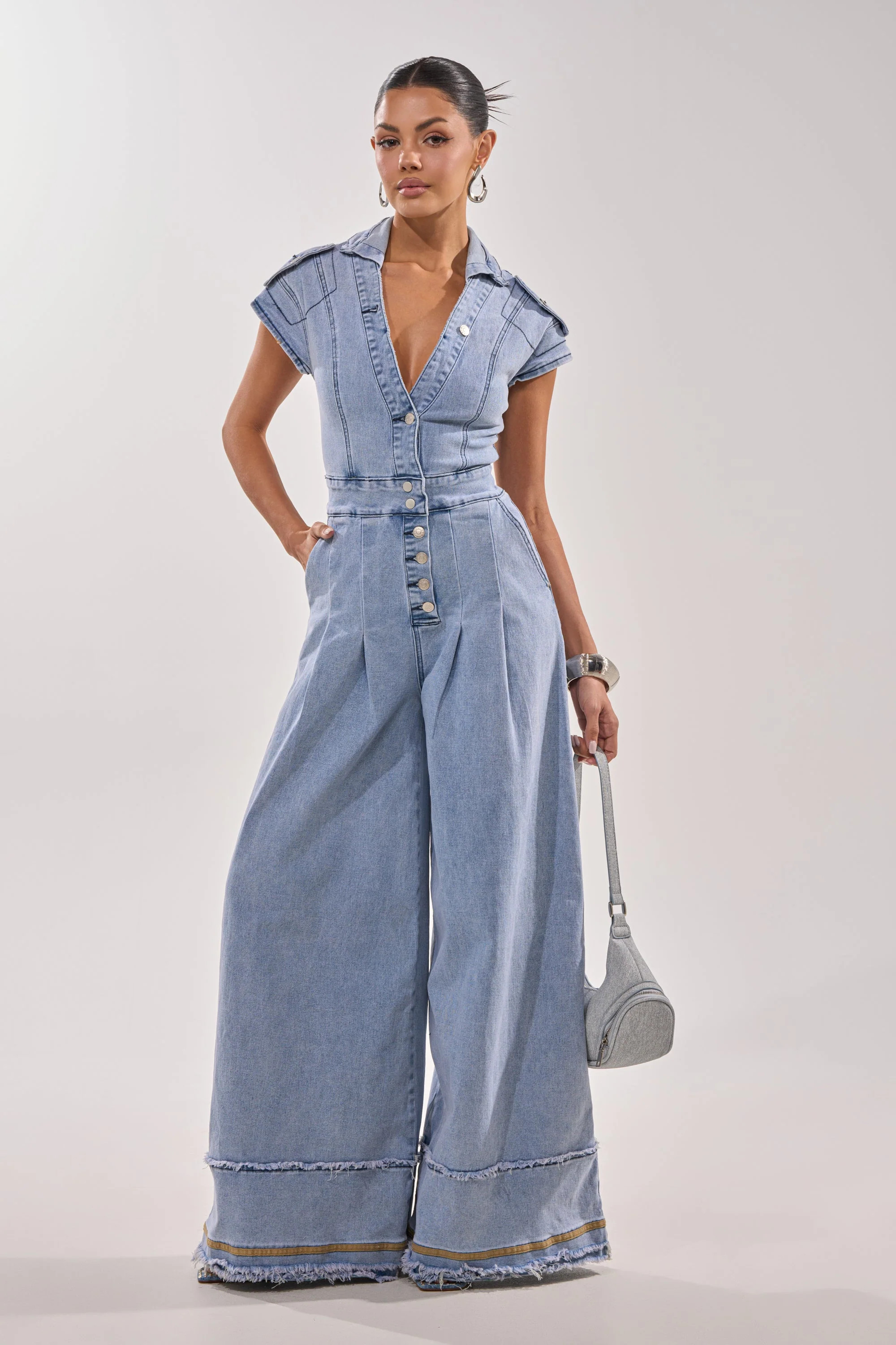 AT LEAST I LOOK CUTE DENIM JUMPSUIT | AKIRA