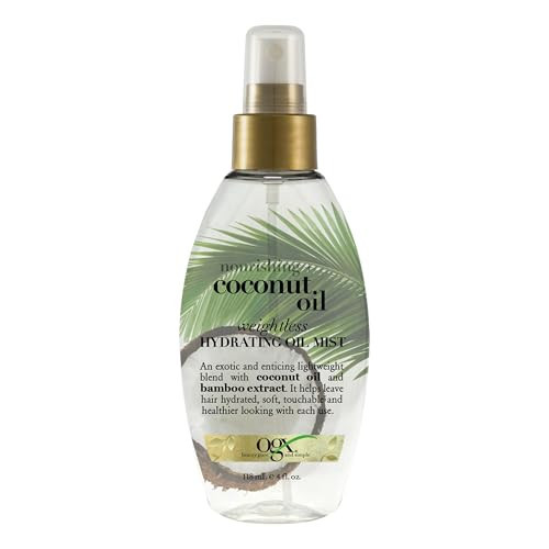 OGX Nourishing + Coconut Oil Weightless Hydrating Oil Hair Mist, Lightweight Leave-In Hair Treatment with Coconut Oil & Bamboo Extract, Paraben & Sulfate Surfactant-Free, 4 Fl Oz | Amazon (US)
