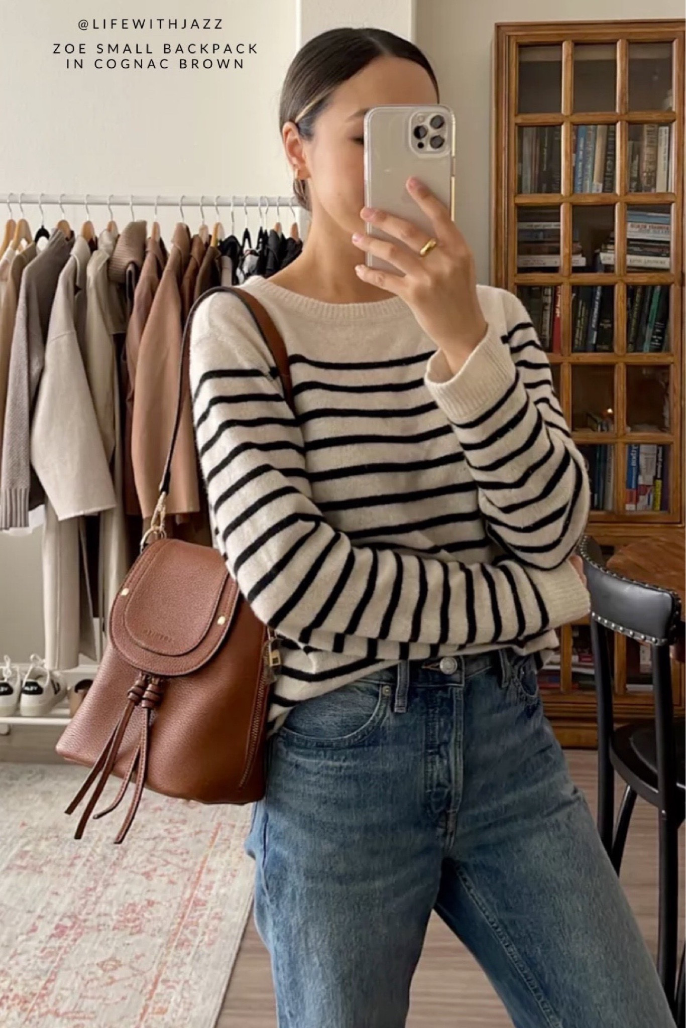 SOPHIYA backpacks - available still in cognac brown and burgundy 
Reformation striped sweater - wearing xs
Everlane cheeky jeans 

holiday / winter outfit / capsule wardrobe

#LTKSeasonal #LTKtravel #LTKunder100