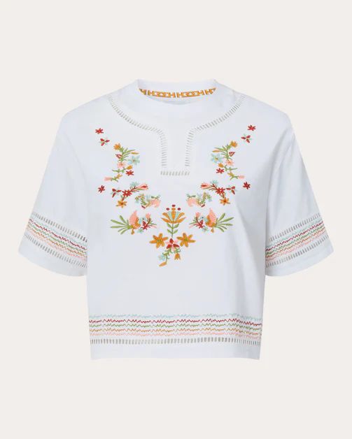 Maya Embroidered Cropped T-Shirt | Olivela