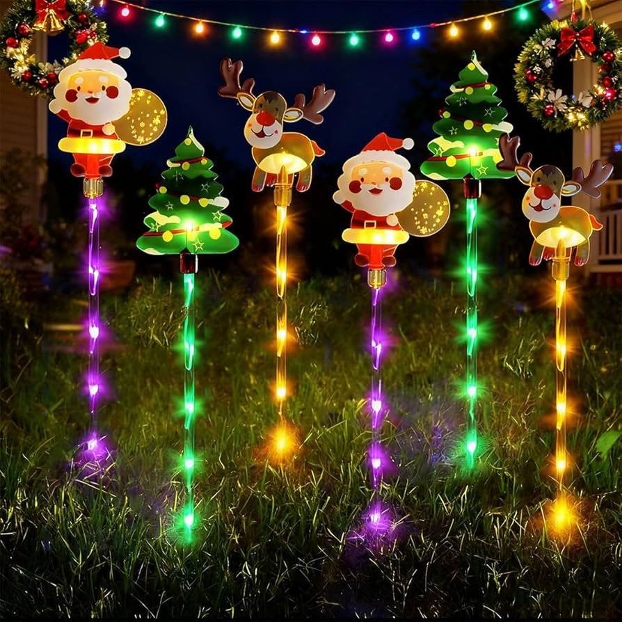 6-Pack of Moving Christmas Lights, 2026 New Solar Decorative Outdoor LED Stakes, Christmas Lights... | Amazon (US)
