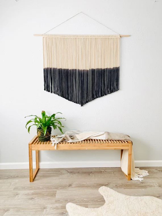 Modern Black Macrame Wall Hanging, Large Woven Wall Art, Modern Wall Decor, Extra Large Macrame, ... | Etsy (US)