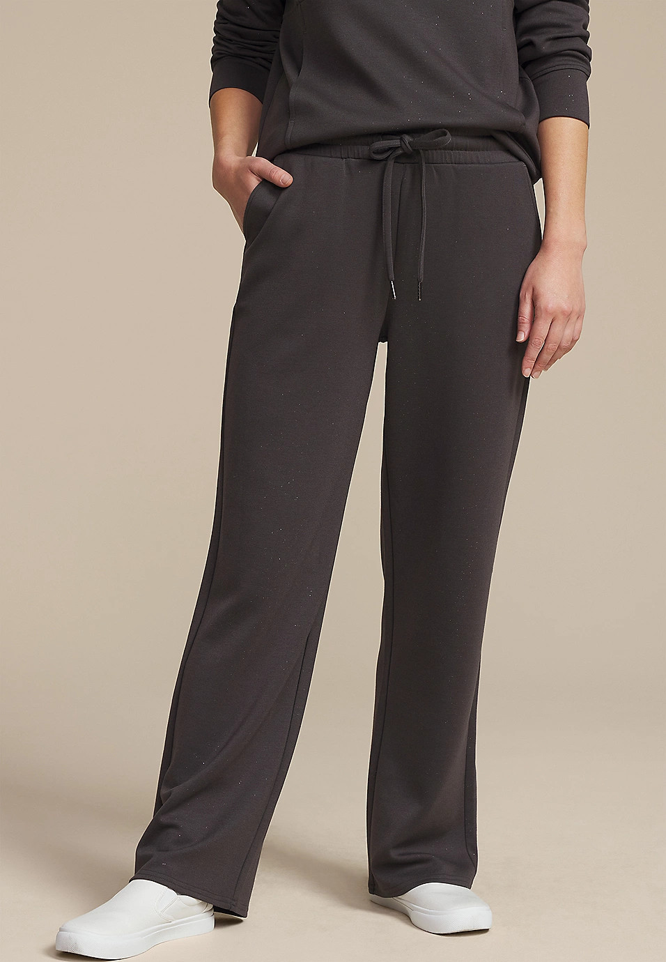 Sparkle Scuba Knit Wide Leg Sweatpants | Maurices