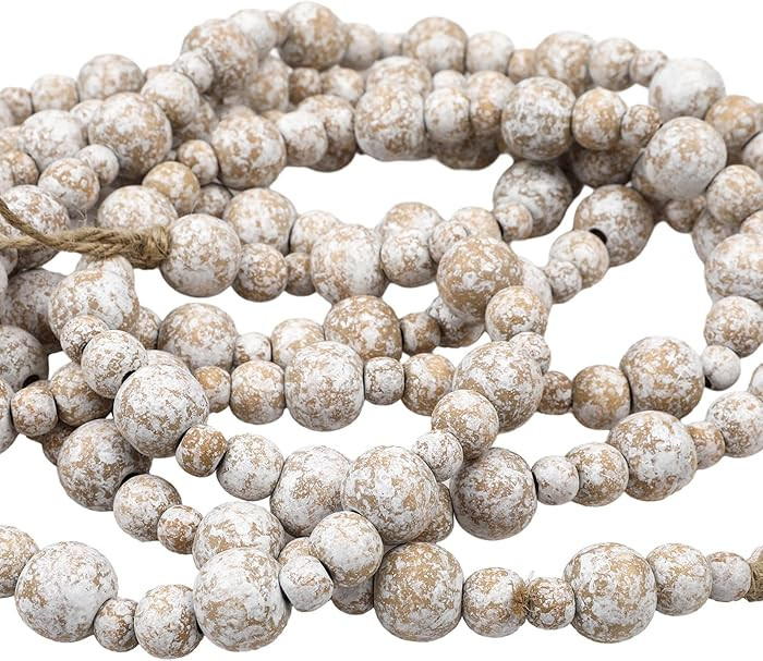 Ceenna 2 Pcs 18 Feet Wood Bead Garland for Christmas Tree Christmas Round Bead Garland Decor Farm... | Amazon (US)