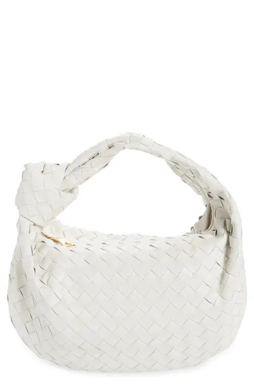 Bottega Veneta Teen Jodie Intrecciato Leather Hobo in White-Gold at Nordstrom | Nordstrom