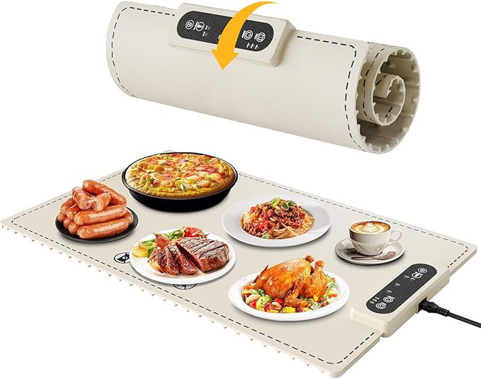 Negative ion Food Warming Mat with Adjustable Temperature,Foldable Electric Warming Tray for Part... | Amazon (US)