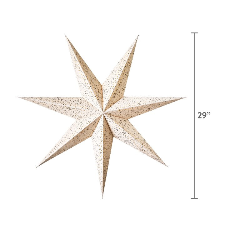 White & Gold Flocked Decorated Star, 29 in, by Holiday Time | Walmart (US)