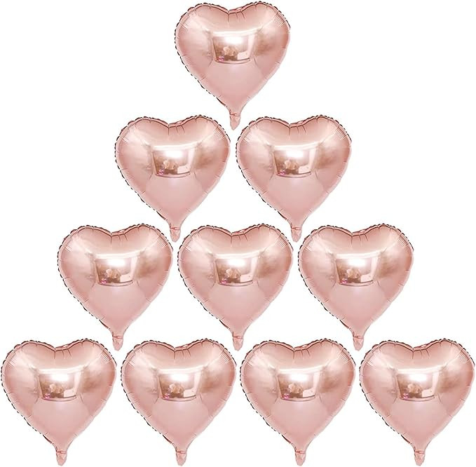[10 Pack] ADAND Heart Shape Foil Balloons, 18" Mylar Balloons Rainbow Colorful Decoration for Bir... | Amazon (US)