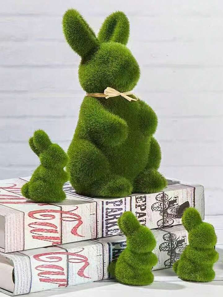 1PC Rabbit Ornament Imitation Plush Moss Easter Bunny Living Room Tabletop Trinket Cute Decoratio... | SHEIN