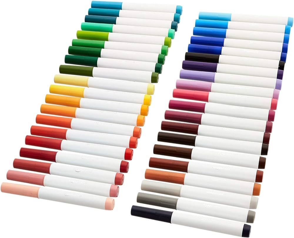 Amazon Basics Broad Line 40 Colors Washable Markers, Pack of 40, Multicolored | Amazon (US)