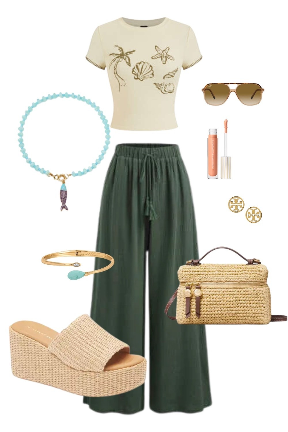 Summer shell tee with wide leg flowy pants and Tory Burch new rattan bag

#LTKootd #LTKTravel #LTKSeasonal