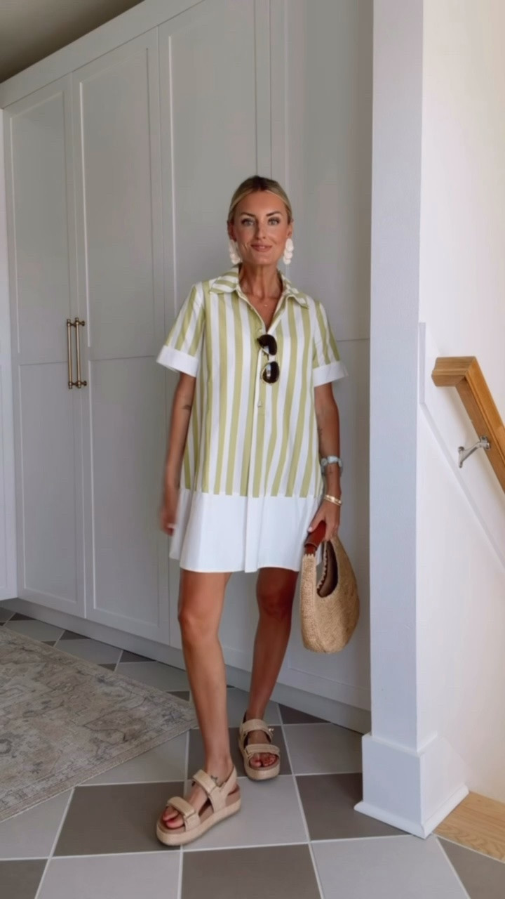 The perfect dress option for work or summer vacation! A striped dress is always the way to go for an easy go to look! The sage color on this one is super pretty. Wearing XS

Loverly grey, Anthropologie, women’s dresses, shift swing dress, summer wardrobe finds women, striped dress for her

#LTKWorkwear #LTKSeasonal #LTKootd