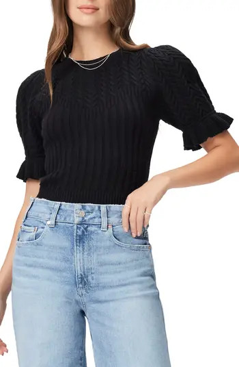 PAIGE Ansa Puff Sleeve Cotton Blend Rib Sweater | Nordstromrack | Nordstrom Rack