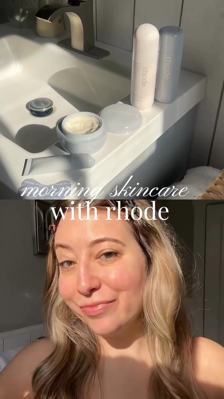 Good morning 🤍☀️ starting the day with only the best… a few of my @rhode favorites 

Wearing pocket blush in sleepy girl + peptide lip shape in lift 
#rhode #rhodeskin #morningskincare #morningskincareroutine #rhodebeauty

#LTKBeauty