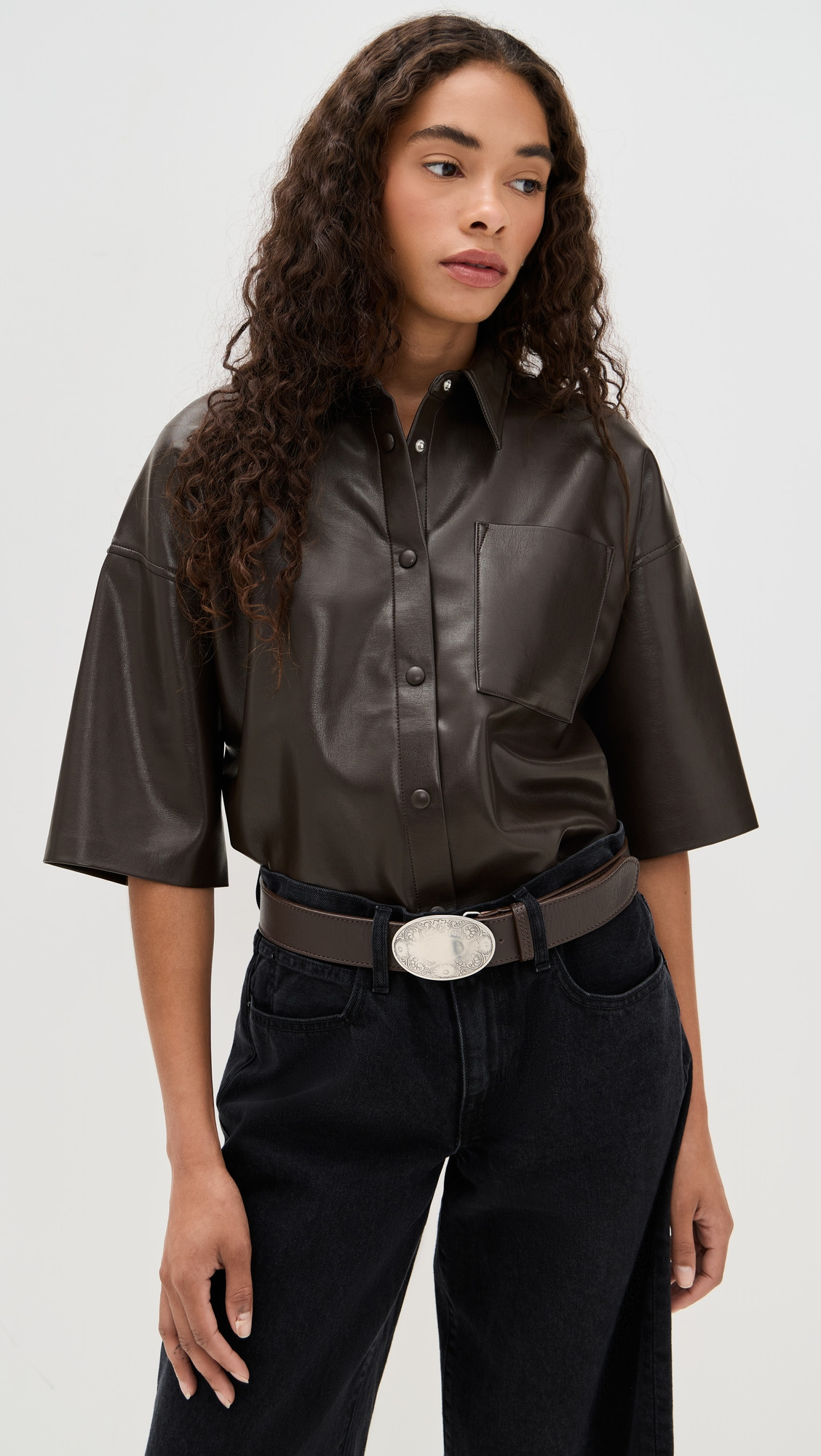 Citizens of Humanity Frances Cropped Caped Button Up Chocolate S | Shopbop