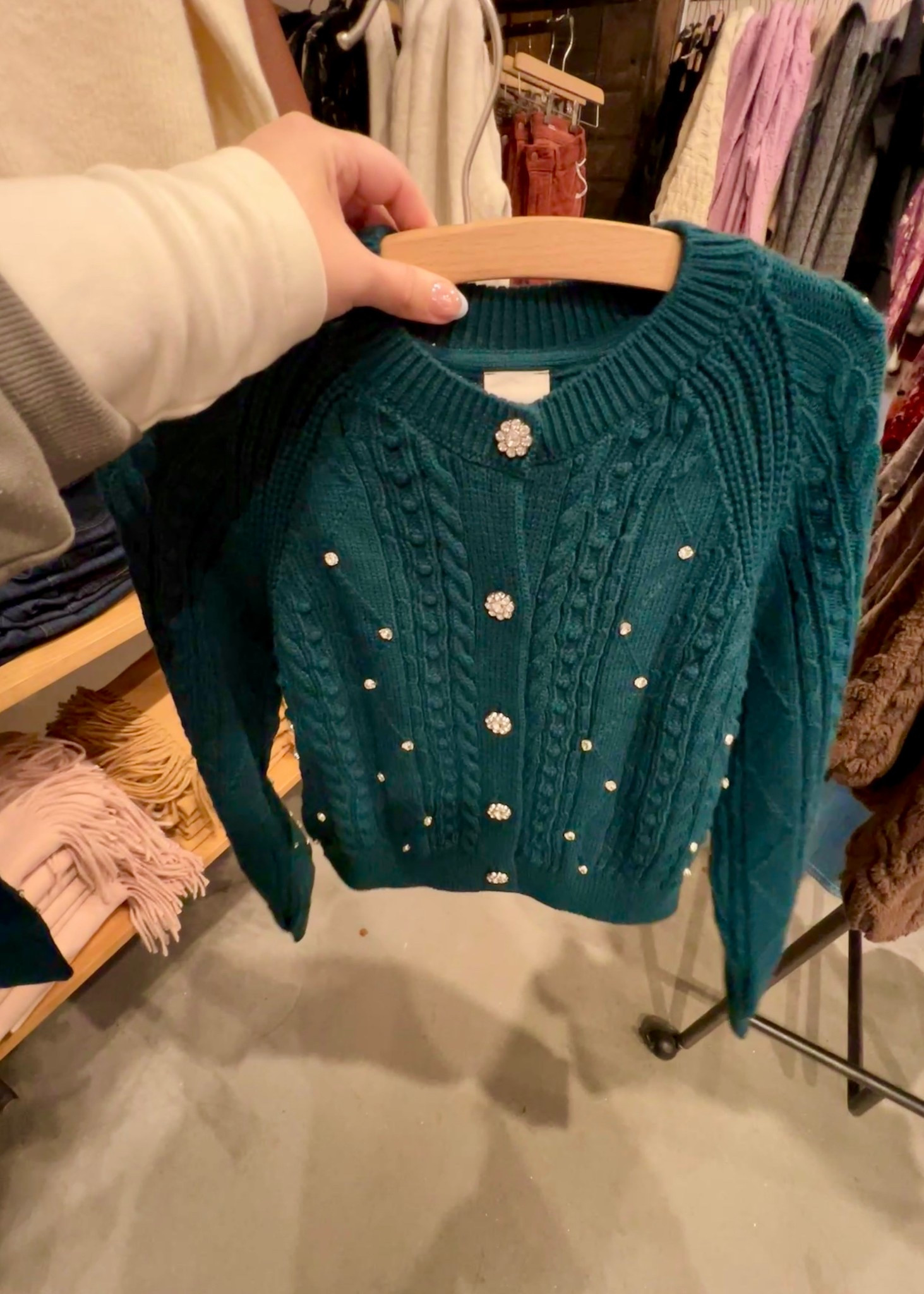 Maeve Gem-Embellished Cable-Knit Cardigan Sweater at Anthropologie 

#LTKHoliday #LTKWorkwear #LTKSeasonal
