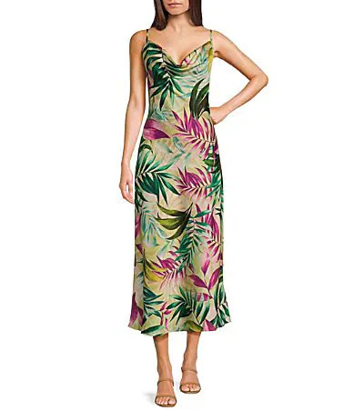 Guess Sleeveless Spaghetti Strap Akilina Tropical Floral Printed Dress - S | Dillard's