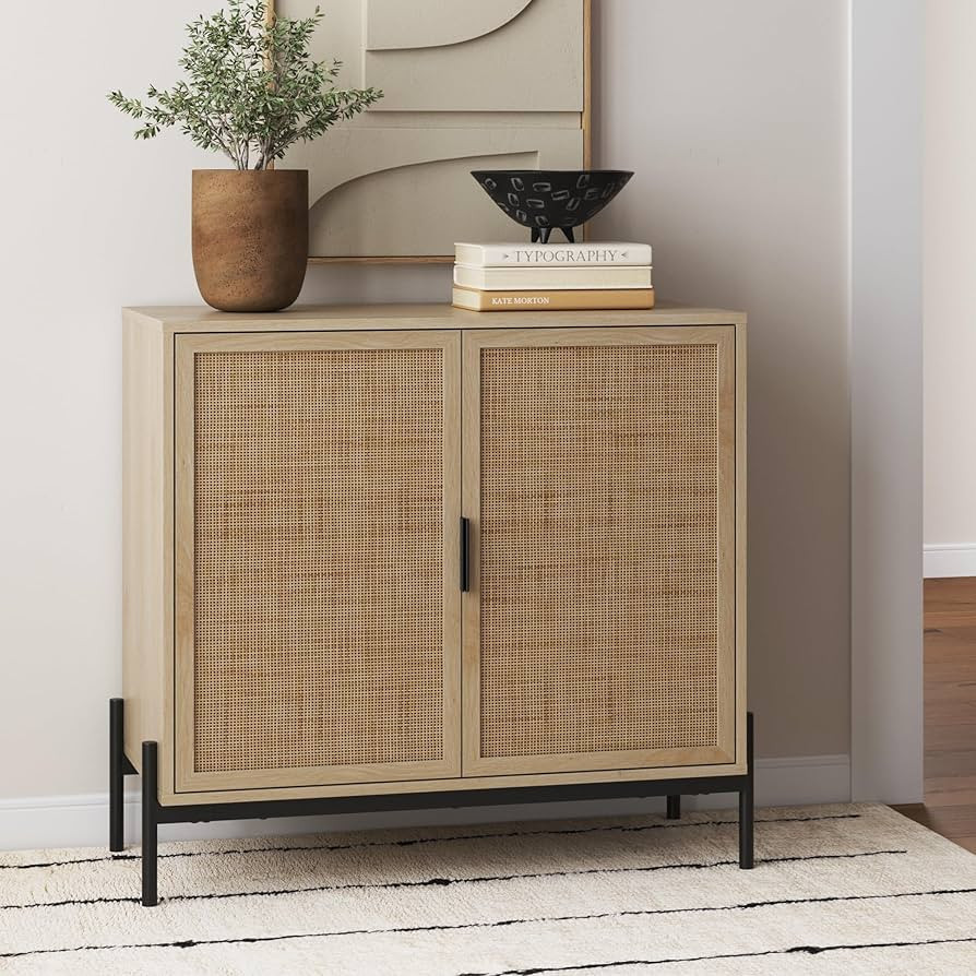 Nathan James Andrew Bohemian Entryway Storage Cabinet or Kitchen Sideboard Credenza, Rattan Accen... | Amazon (US)