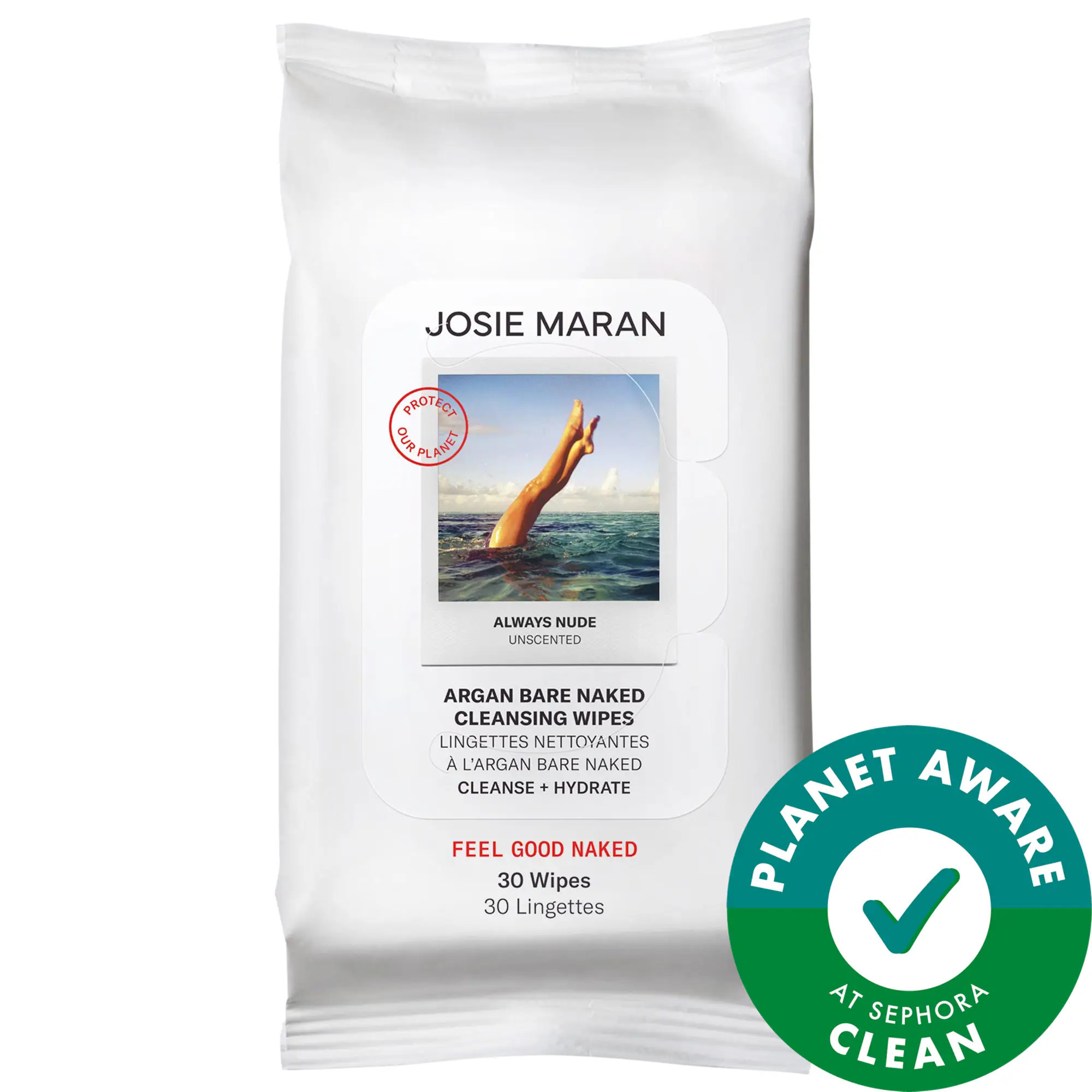 JOSIE MARAN Argan Bare Naked Cleansing Wipes 30 ct 30 wipes/pack | Sephora (US)
