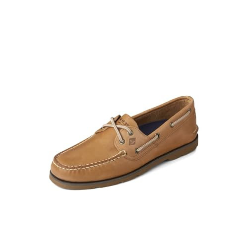 Sperry Men's Leeward 2-Eye Leather Boat Shoe, Sahara/Tan, 9.5 W | Amazon (US)