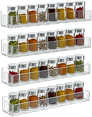 AITEE Spice Racks Organiser Wall Mounted, 4-Packs Acrylic Spice Shelf for Inside Cupboard , Spice... | Amazon (UK)