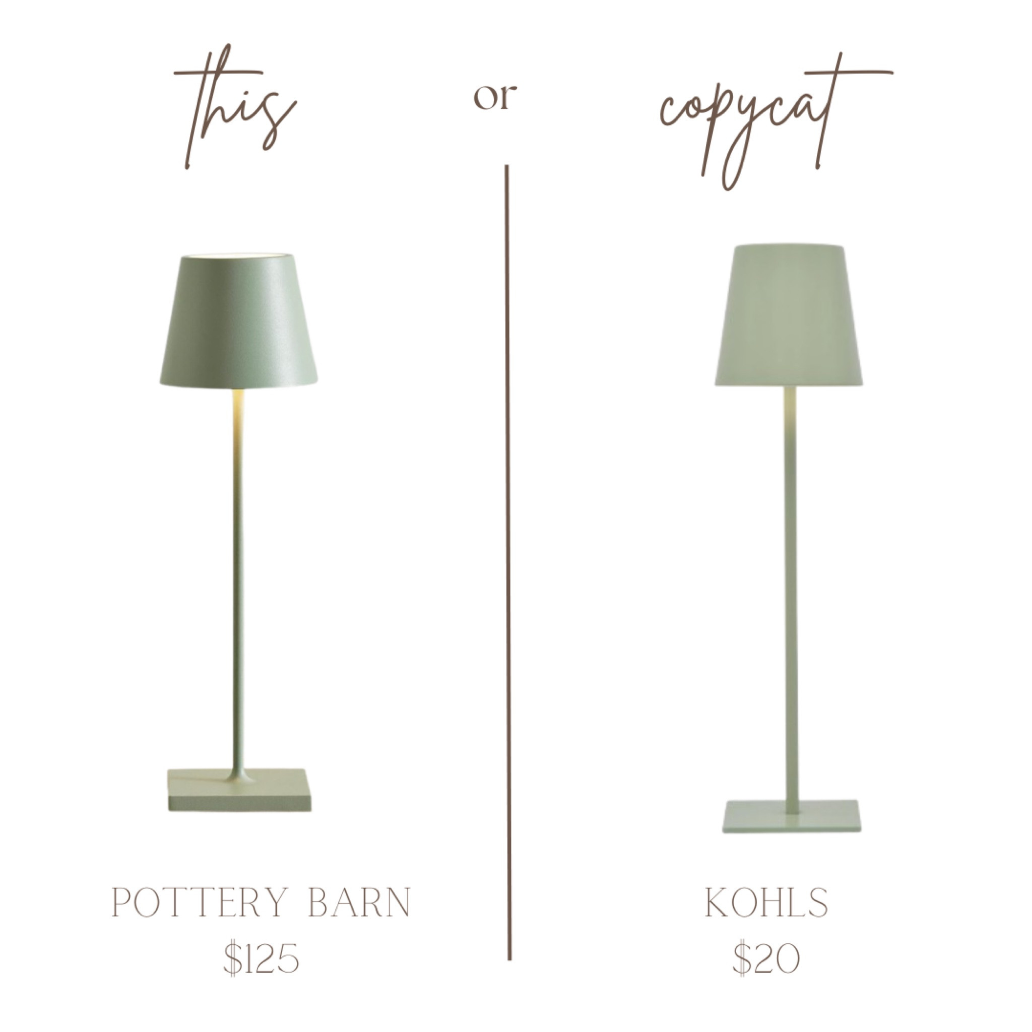 Two options for this sage green cordless light! Perfect for table settings, lighting up a dark corner, or adding an accent to any space! 

This or that options! 
.
.
.
.

Copycat, dupe, lookalike, table lamp, lighting 

#LTKSaleAlert #LTKFindsUnder50 #LTKHome