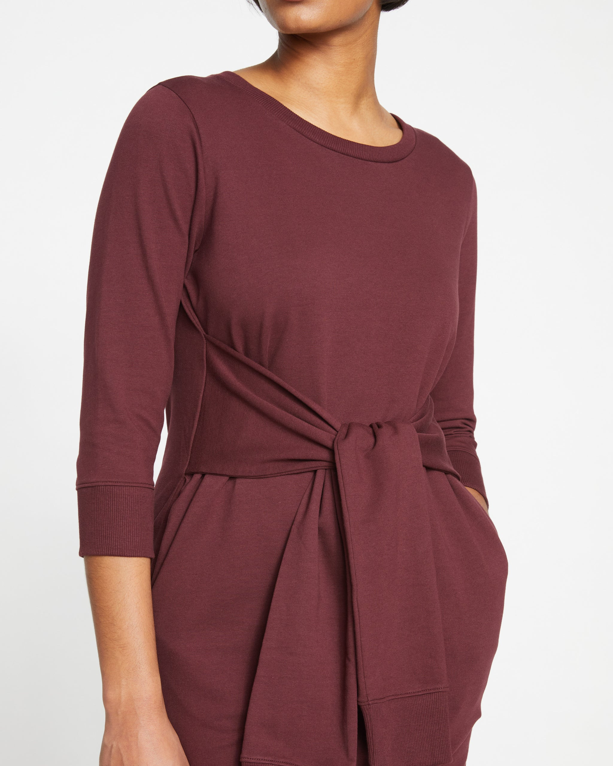 Classic Light Terry Tie Sweatshirt Dress
   Black Cherry | Universal Standard