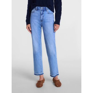 Scenario Women's and Women's Plus High Rise Straight Leg Let Down Hem Jeans, 29" Inseam, Sizes 0-... | Walmart (US)