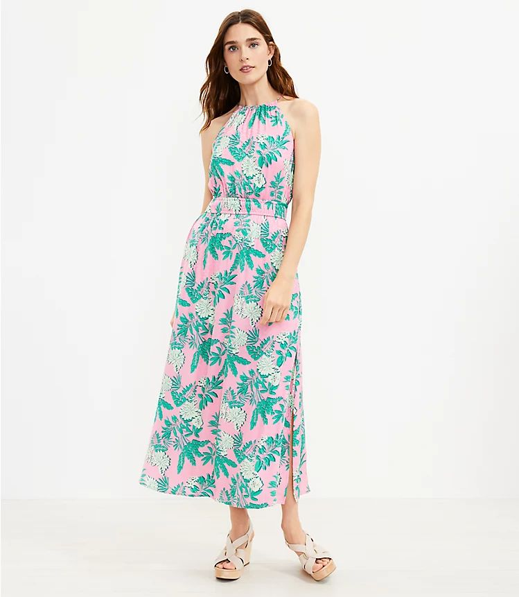 Palm Halter Maxi Dress | LOFT