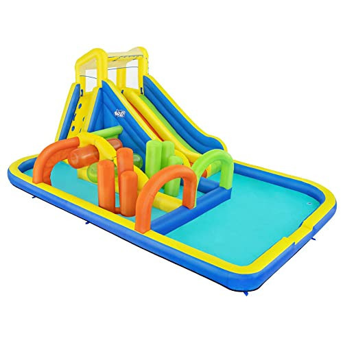 Bestway H2OGO! AquaRace Kids Inflatable Outdoor Water Park with Dual Slides, Built-in Sprayer, Splash Pool, Storage Bag, & Air Blower for Quick Setup | Amazon (US)