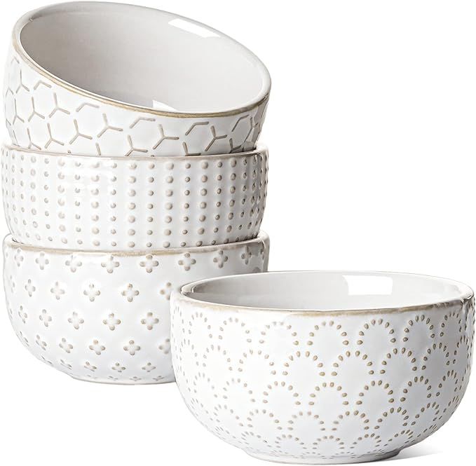 LE TAUCI Small Bowls 7 OZ, Ceramic Embossment Stoneware Bowl for Dipping, Side Dish, Sauce, Appet... | Amazon (US)