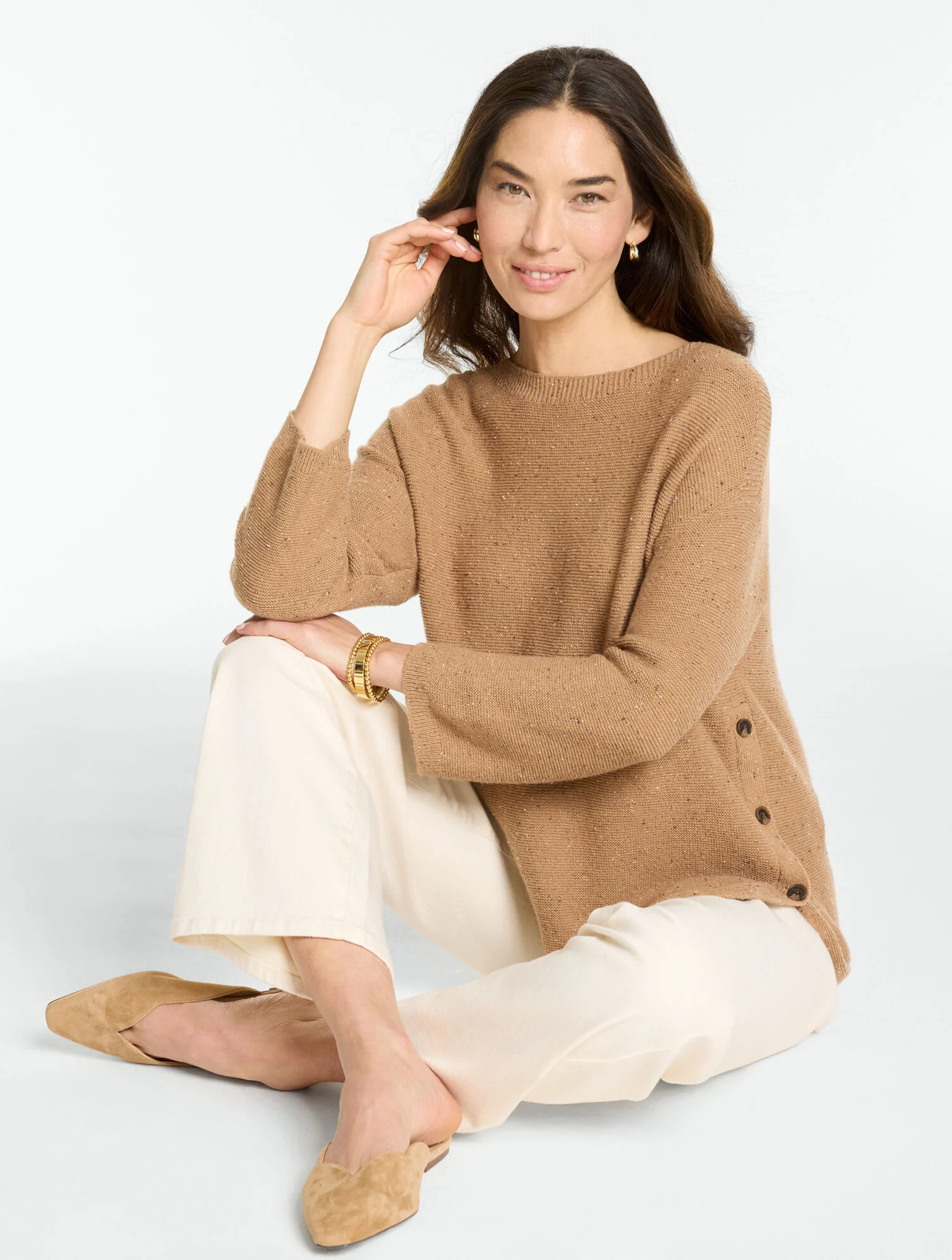 Donegal Button Hem Pullover | Talbots