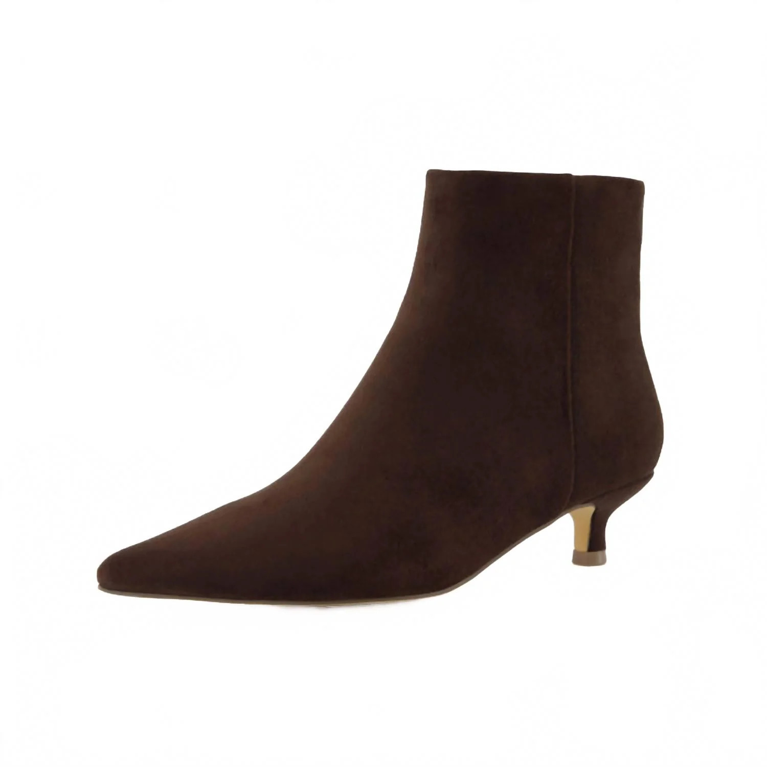 Women's Barbie Kitten Heel Bootie In Chocolate Microsuede | Shop Simon