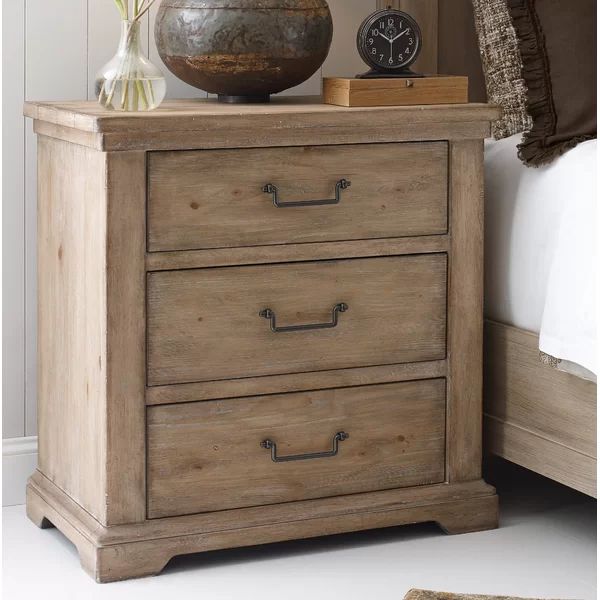 Armbruster 3 - Drawer Nightstand in Sun-Bleached Cypress | Wayfair North America