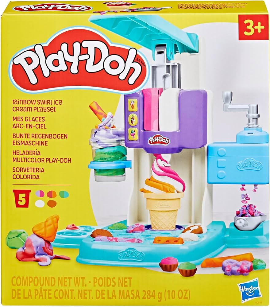 Play-Doh Rainbow Swirl Ice Cream Playset with 7 Pretend Play Kitchen Accessories, Arts and Crafts... | Amazon (US)