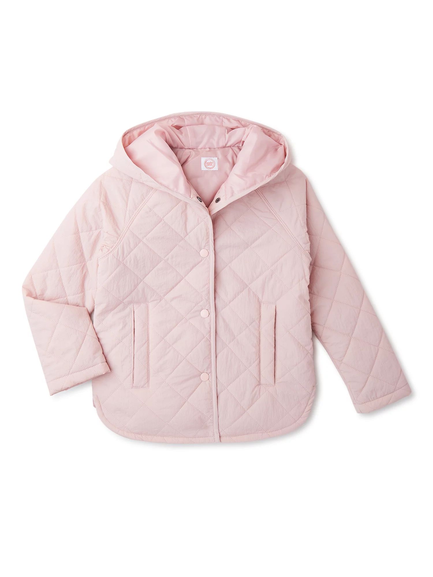 Wonder Nation Girls’ Quilted Hood Jacket, Sizes 4-18 & Plus - Walmart.com | Walmart (US)