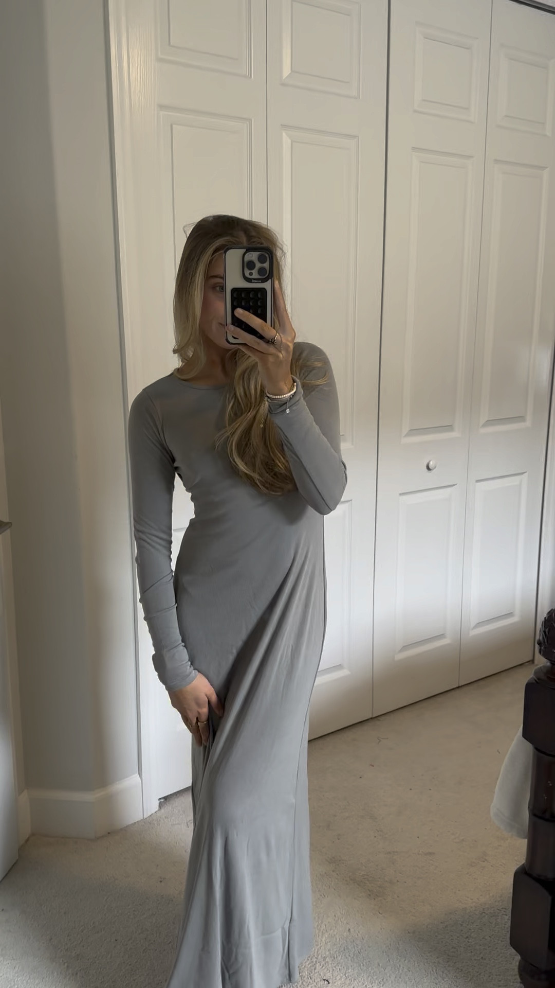 Free people Aubre open back maxi dress. Long sleeve maxi dress. Open back. Cut out maxi. Grey long sleeve dress. FP Beach. Outfit. OOTD. Fall fashion. Bodycon maxi dress 

#LTKfindsunder100 #LTKSeasonal #LTKstyletip