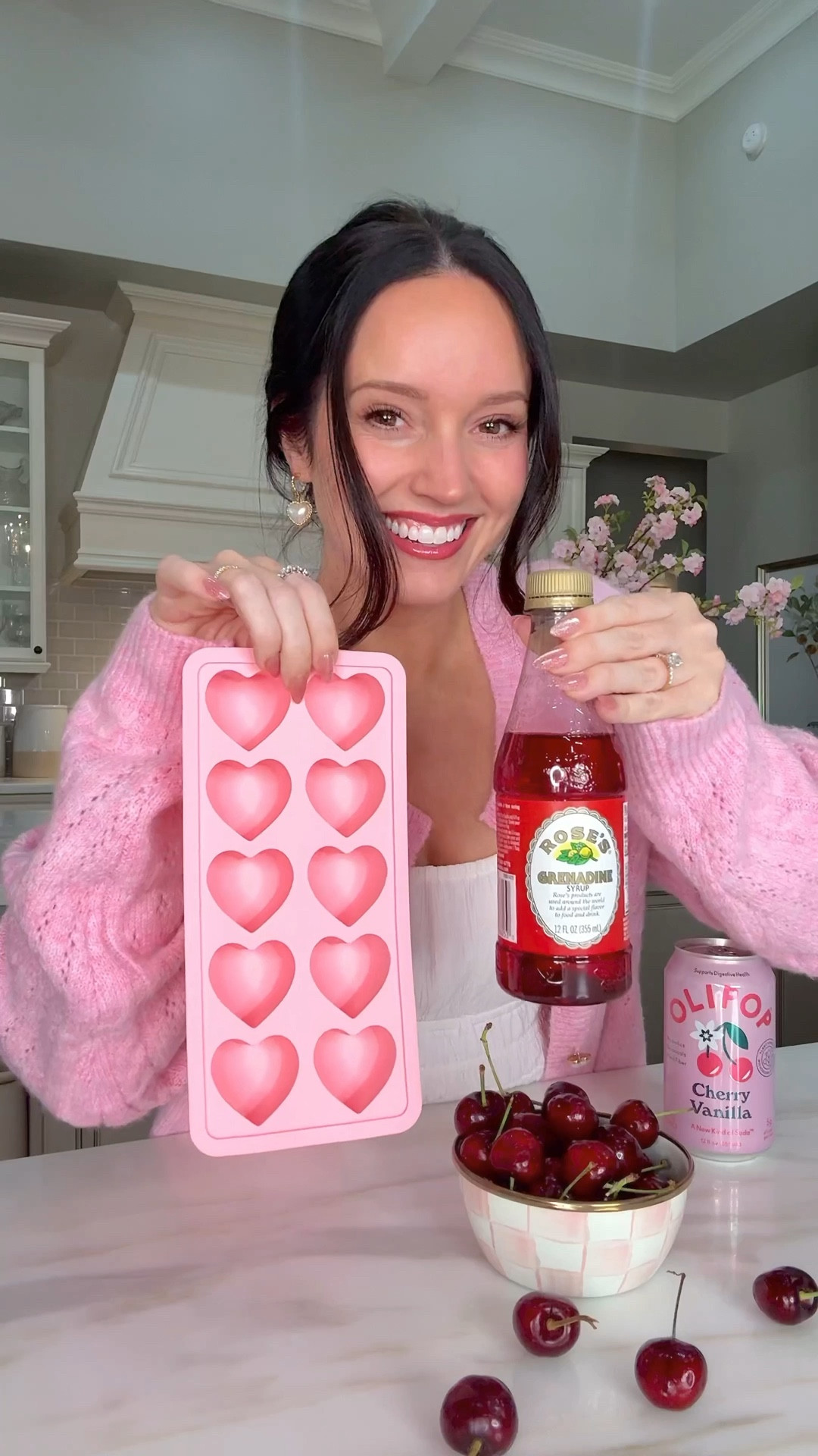 Cherry ice cubes = instant Valentine’s magic 🍒💘

Grenadine + water + cherries for the hearts, Olipop + a splash of cream for the soda!

Perfect Valentine’s or Galentine’s party treat! Idea inspo from @aurelie.erikson 💗 

#LTKValentine #LTKSeasonal #LTKfoodie