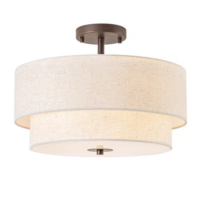Semi Flush Mount Ceiling Light,16 inch Double Drum Ceiling Light Fixture,3-Light Semi Flush Mount Light Fixture,Oil Rubbed Bronze Finish,Modern Ceilin | Wayfair North America