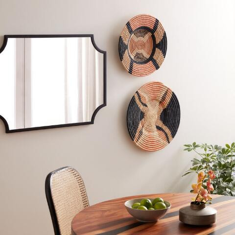 All Across Africa Gray and Coral Woven Disc Wall Decor | World Market