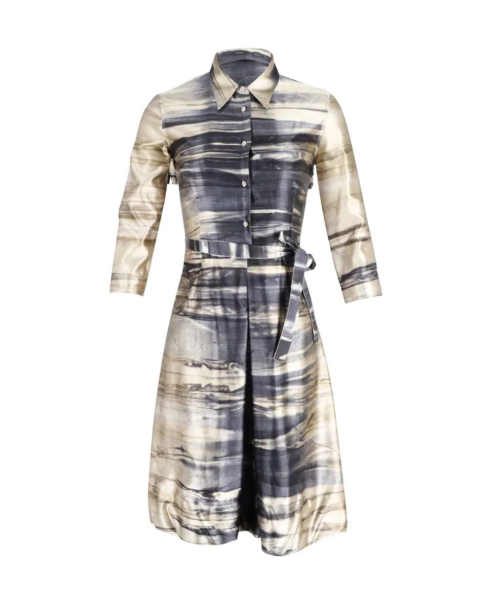 Prada Belted Printed Shirt Dress in Multicolor Silk | eBay UK