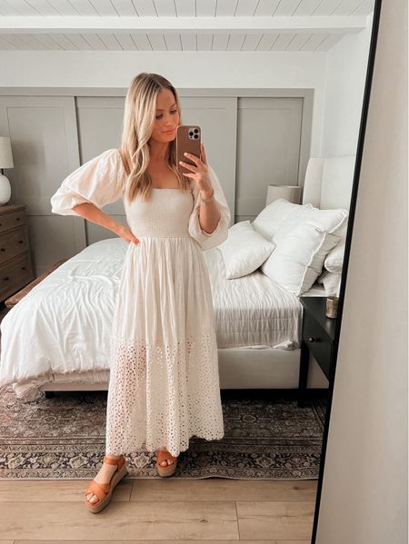 Love the look and fit of this Free People dress! Comes in lots of colors. I have size XS.

#boho #midi #smock #eyelet #summer 

#LTKtravel #LTKshoecrush #LTKstyletip